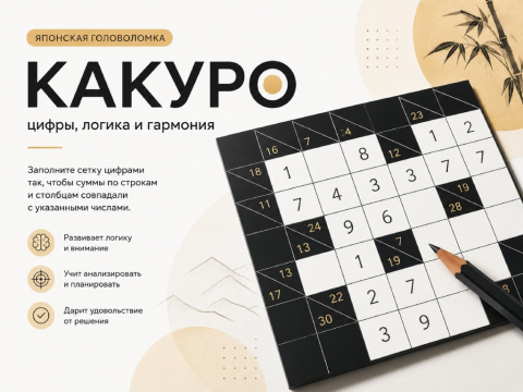Головоломка Какуро: играть бесплатно, правила как решать простыми словами, сборник для печати, комбинации
