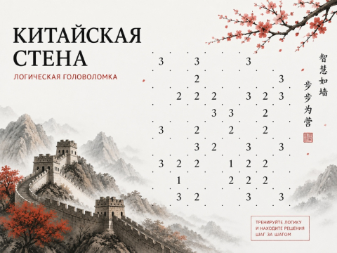 Логическая головоломка Китайская стена (Slitherlink)