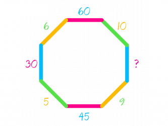 Головоломка с числами восьмиугольник: разгадай какое число должно стоять вместо знака вопроса.