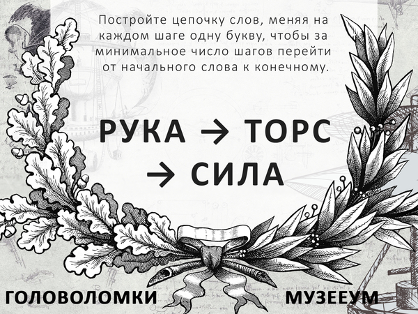 Метаграмма Рука - Торс - Сила, мужские головоломки МузееУм