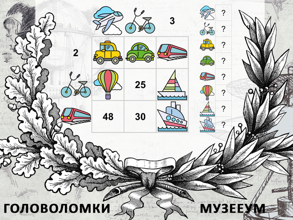 Головоломка с числами про разные виды транспорта