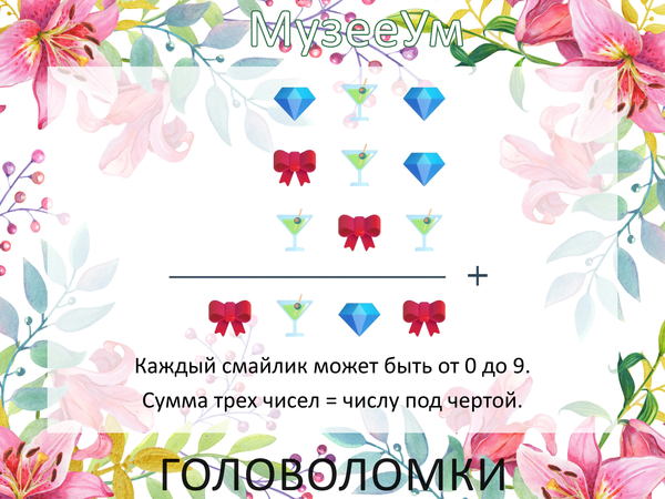 Женская головоломка: подставьте числа вместо картинок