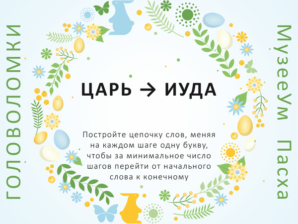 Метаграмма Царь - Иуда, пасхальная головоломка МузееУм