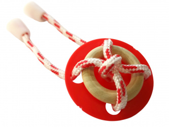Красная пластиковая веревочная головоломка Клубничный леденец: задача снять кольцо